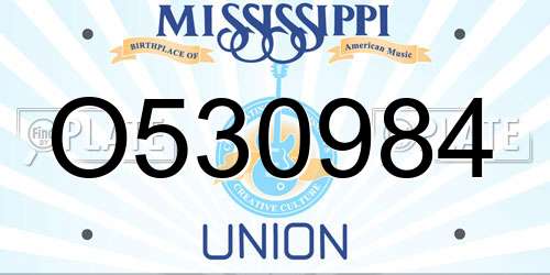 O530984 Mississippi License Plate