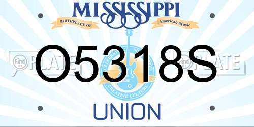 O5318S Mississippi License Plate