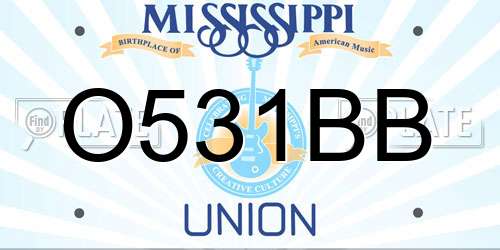 O531BB Mississippi License Plate