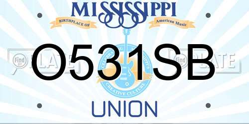 O531SB Mississippi License Plate