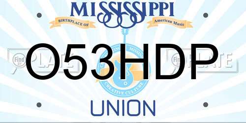 O53HDP Mississippi License Plate