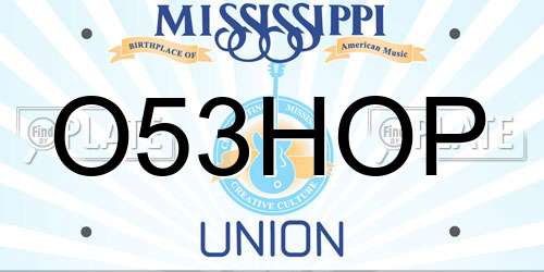 O53HOP Mississippi License Plate