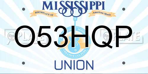 O53HQP Mississippi License Plate