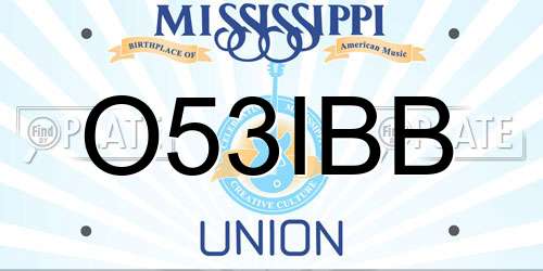 O53IBB Mississippi License Plate