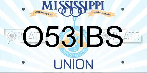 O53IBS Mississippi License Plate