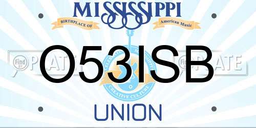 O53ISB Mississippi License Plate