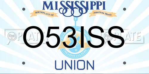 O53ISS Mississippi License Plate