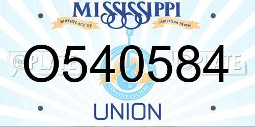 O540584 Mississippi License Plate