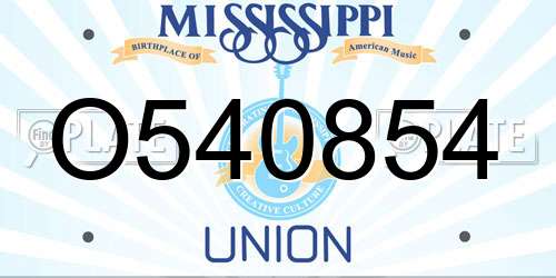 O540854 Mississippi License Plate