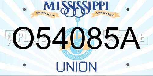 O54085A Mississippi License Plate