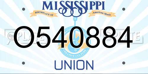 O540884 Mississippi License Plate