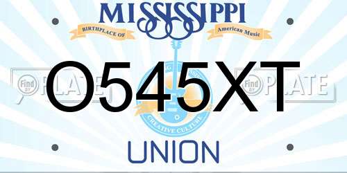 O545XT Mississippi License Plate