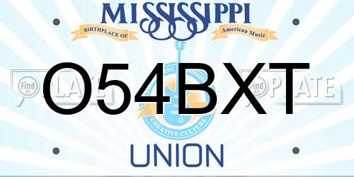 O54BXT Mississippi License Plate