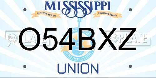 O54BXZ Mississippi License Plate