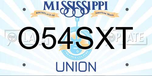 O54SXT Mississippi License Plate
