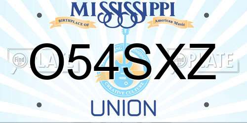 O54SXZ Mississippi License Plate