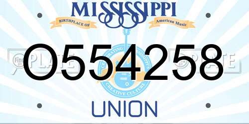 O554258 Mississippi License Plate