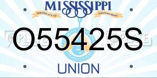 O55425S Mississippi License Plate