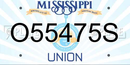 O55475S Mississippi License Plate