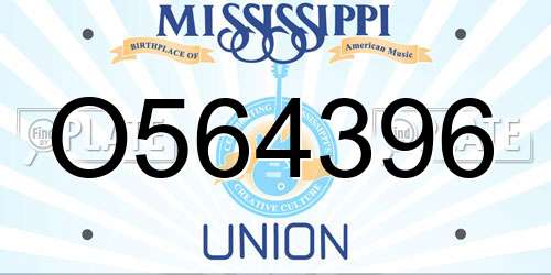 O564396 Mississippi License Plate