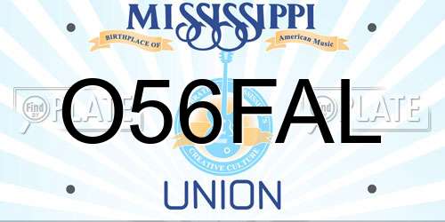 O56FAL Mississippi License Plate
