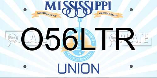 O56LTR Mississippi License Plate