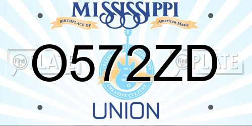 O572ZD Mississippi License Plate