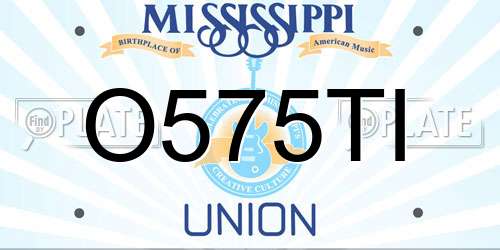 O575TI Mississippi License Plate