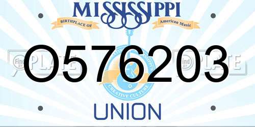 O576203 Mississippi License Plate