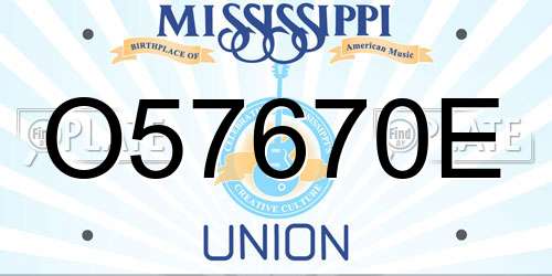 O57670E Mississippi License Plate