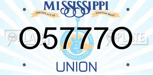 O5777O Mississippi License Plate