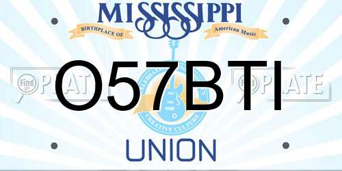 O57BTI Mississippi License Plate