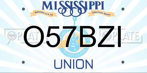 O57BZI Mississippi License Plate