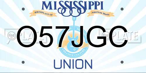 O57JGC Mississippi License Plate