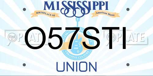 O57STI Mississippi License Plate