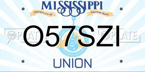 O57SZI Mississippi License Plate
