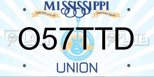 O57TTD Mississippi License Plate