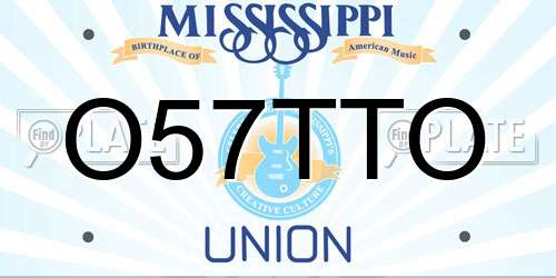 O57TTO Mississippi License Plate