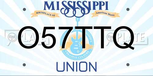 O57TTQ Mississippi License Plate