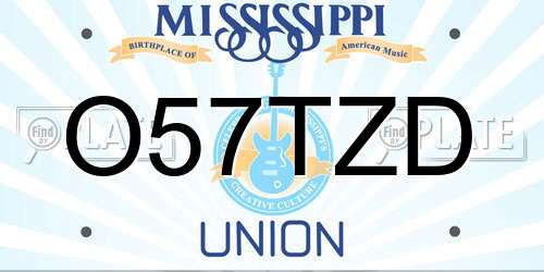 O57TZD Mississippi License Plate