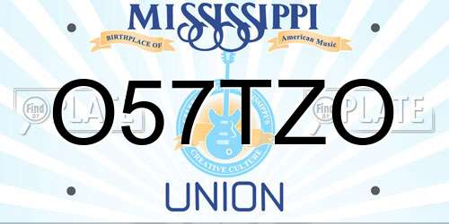 O57TZO Mississippi License Plate