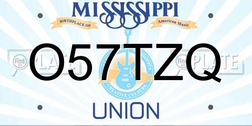 O57TZQ Mississippi License Plate