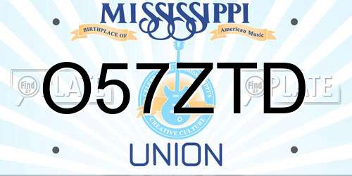 O57ZTD Mississippi License Plate