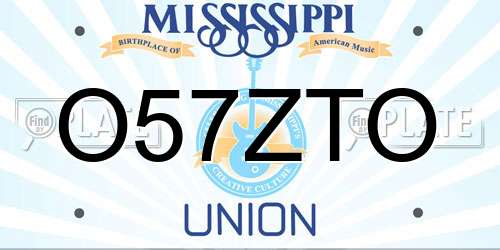 O57ZTO Mississippi License Plate