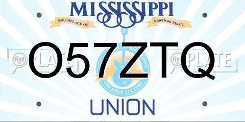 O57ZTQ Mississippi License Plate