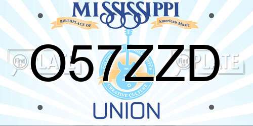 O57ZZD Mississippi License Plate