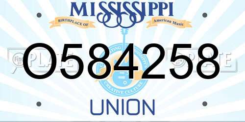 O584258 Mississippi License Plate