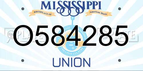 O584285 Mississippi License Plate