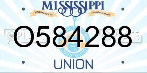 O584288 Mississippi License Plate