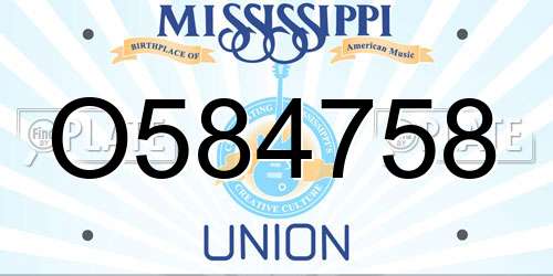 O584758 Mississippi License Plate